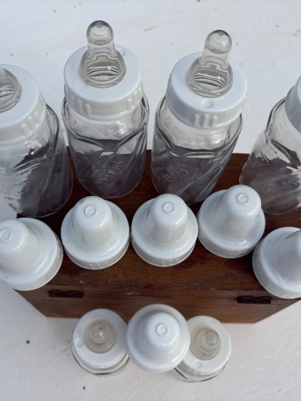 Vintage Evenflo Classic 4 oz Glass Baby Bottles - Twist Swirl Design, Set of 6 w